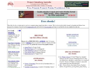 Project Gutenberg Website Screen Shot
